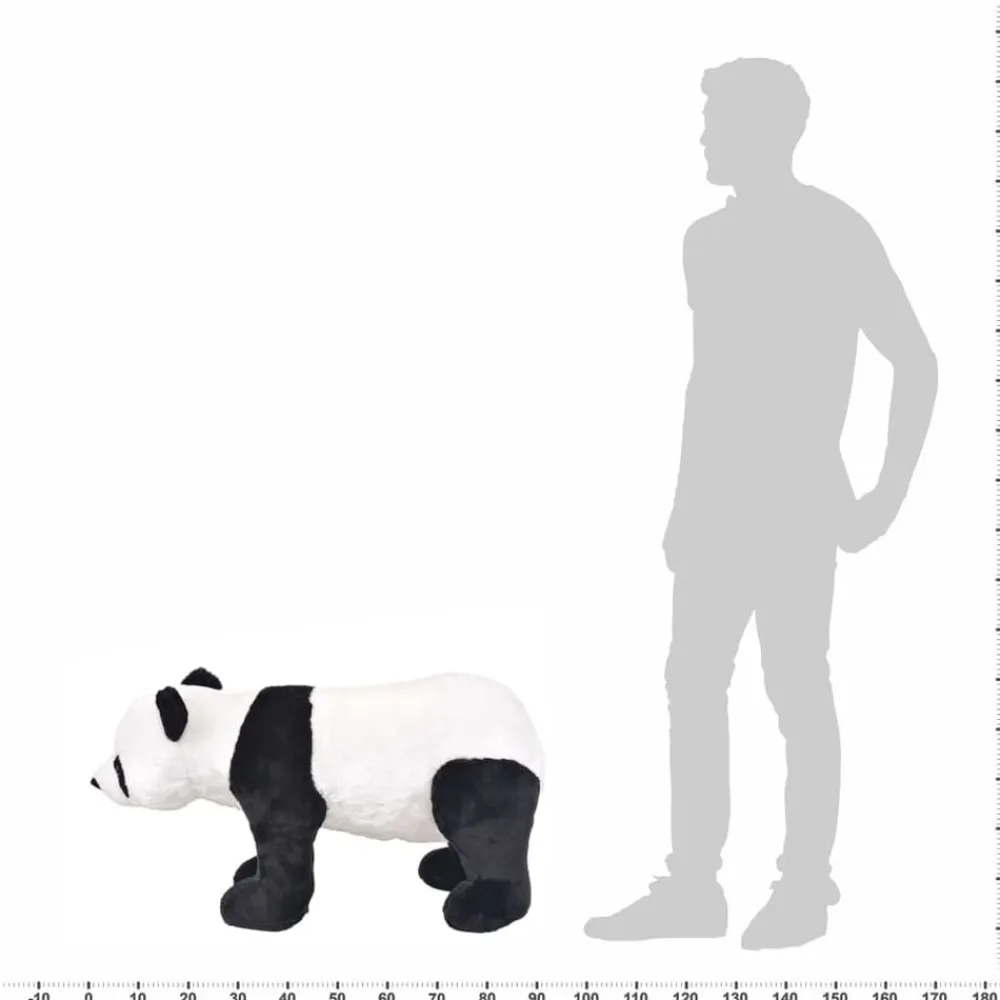 vidaXL Juguetes-Oso panda de peluche de pie negro y blanco XXL