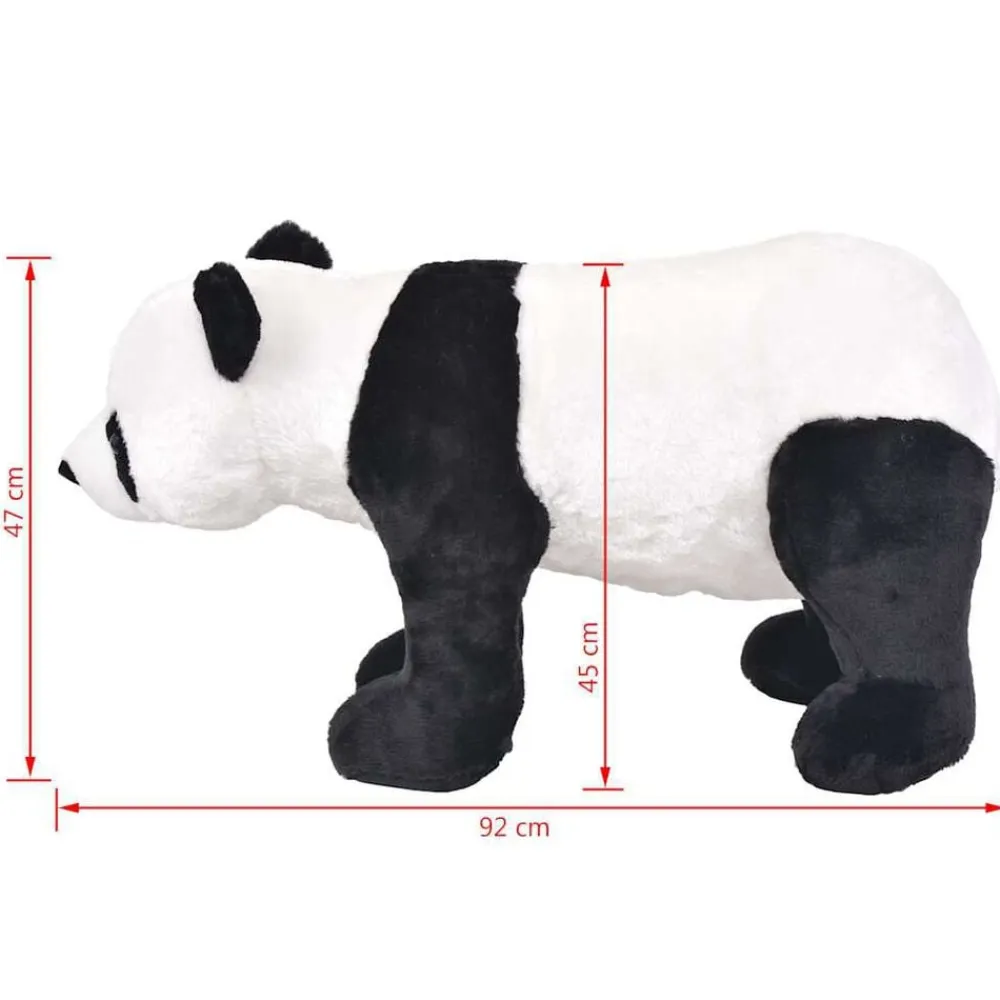 vidaXL Juguetes-Oso panda de peluche de pie negro y blanco XXL
