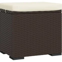 vidaXL Otomanas-Otomana con cojines 2 uds marrón ratán sintético 40x30x40 cm