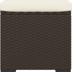 vidaXL Otomanas-Otomana con cojines 2 uds marrón ratán sintético 40x30x40 cm