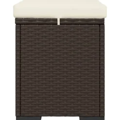 vidaXL Otomanas-Otomana con cojines 2 uds marrón ratán sintético 40x30x40 cm