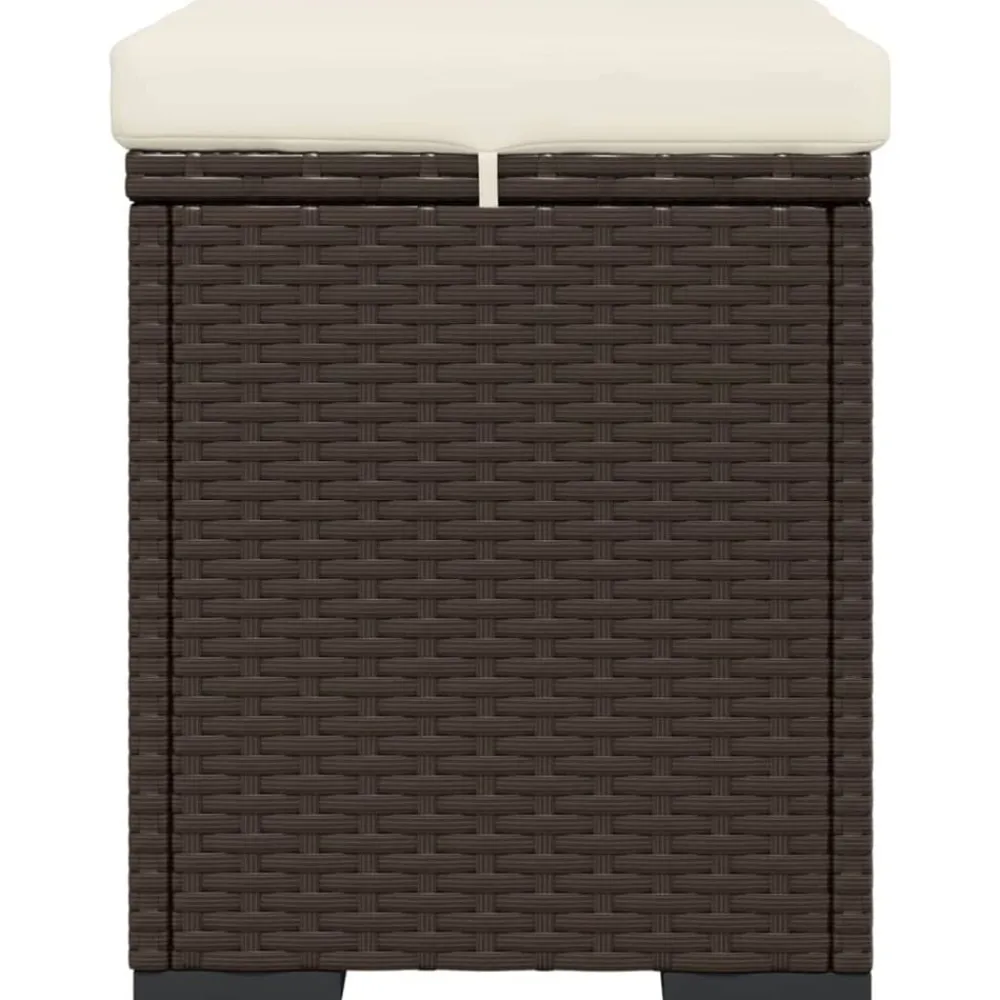 vidaXL Otomanas-Otomana con cojines 2 uds marrón ratán sintético 40x30x40 cm