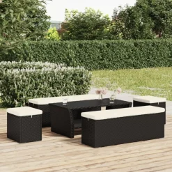 vidaXL Otomanas-Otomana con cojines 2 uds 40x30x40 cm ratán sintético