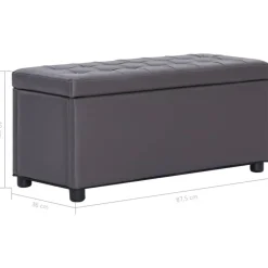 vidaXL Bancos-Otomana de almacenaje de cuero sintético 87,5 cm