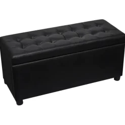vidaXL Otomana de almacenamiento de cuero artificial Negro Discount
