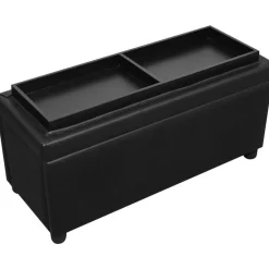 vidaXL Otomana de almacenamiento de cuero artificial Negro Discount