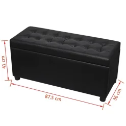 vidaXL Otomana de almacenamiento de cuero artificial Negro Discount