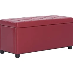 vidaXL Otomana de almacenaje cuero sintético color vino tinto 87,5 cm Rojo vino tinto New