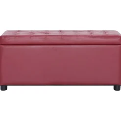 vidaXL Otomana de almacenaje cuero sintético color vino tinto 87,5 cm Rojo vino tinto New