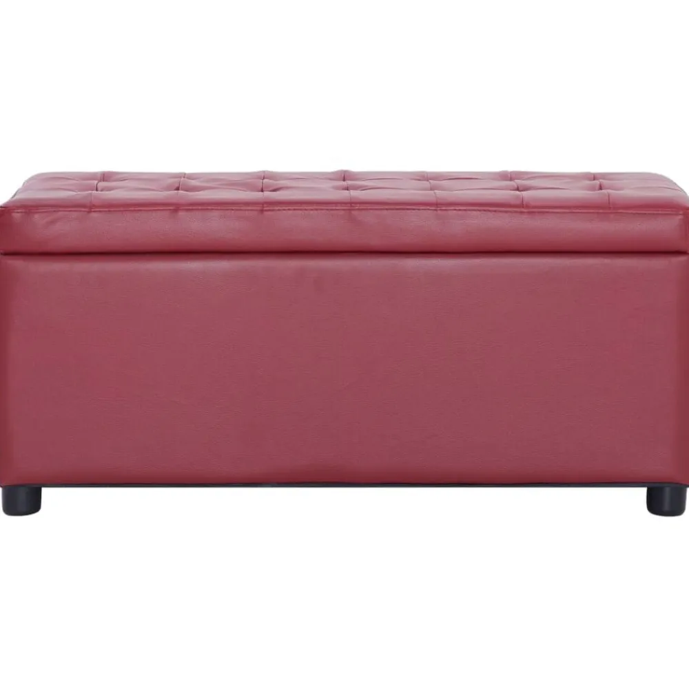vidaXL Otomana de almacenaje cuero sintético color vino tinto 87,5 cm Rojo vino tinto New