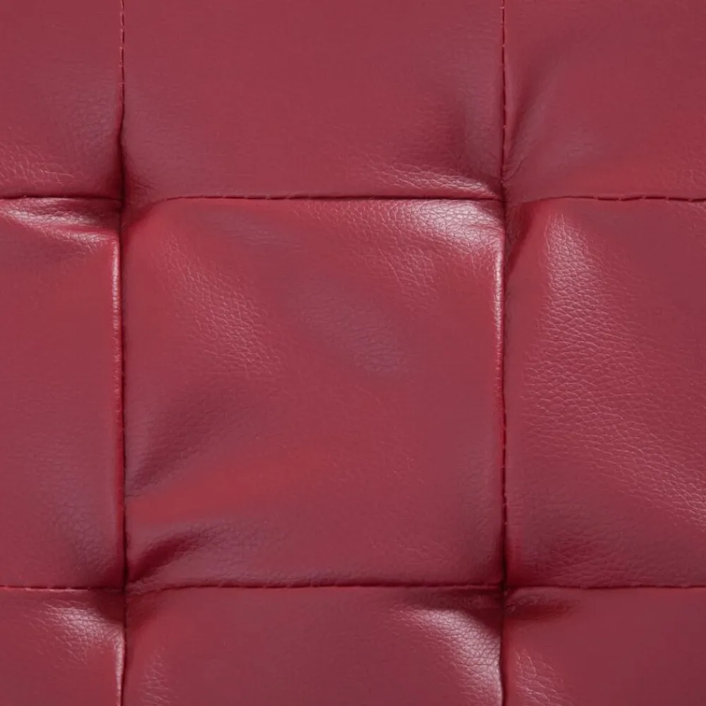 vidaXL Otomana de almacenaje cuero sintético color vino tinto 87,5 cm Rojo vino tinto New