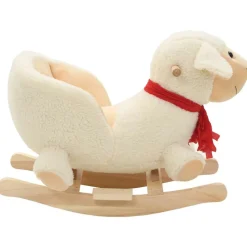 vidaXL Oveja balancín de peluche con respaldo blanco 60x32x50 cm Online