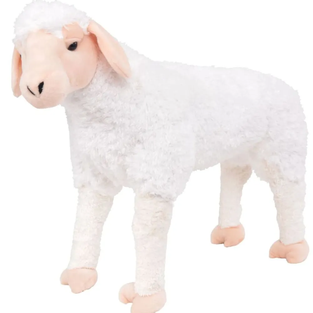 vidaXL Juguetes-Oveja de peluche de pie blanca XXL