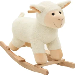 vidaXL Juguetes-Ovejita balancín de peluche blanco 78x34x58 cm