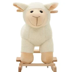 vidaXL Juguetes-Ovejita balancín de peluche blanco 78x34x58 cm