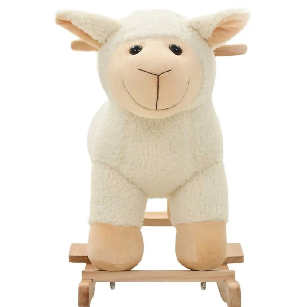 vidaXL Juguetes-Ovejita balancín de peluche blanco 78x34x58 cm