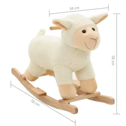 vidaXL Juguetes-Ovejita balancín de peluche blanco 78x34x58 cm
