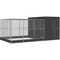 vidaXL Pajarera con extensión acero plateado 497x303x216 cm