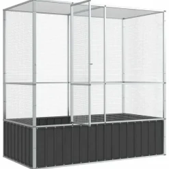 vidaXL Pajarera de acero color plateado 210,5x107x212 m Online