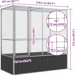 vidaXL Pajarera de acero color plateado 210,5x107x212 m Online