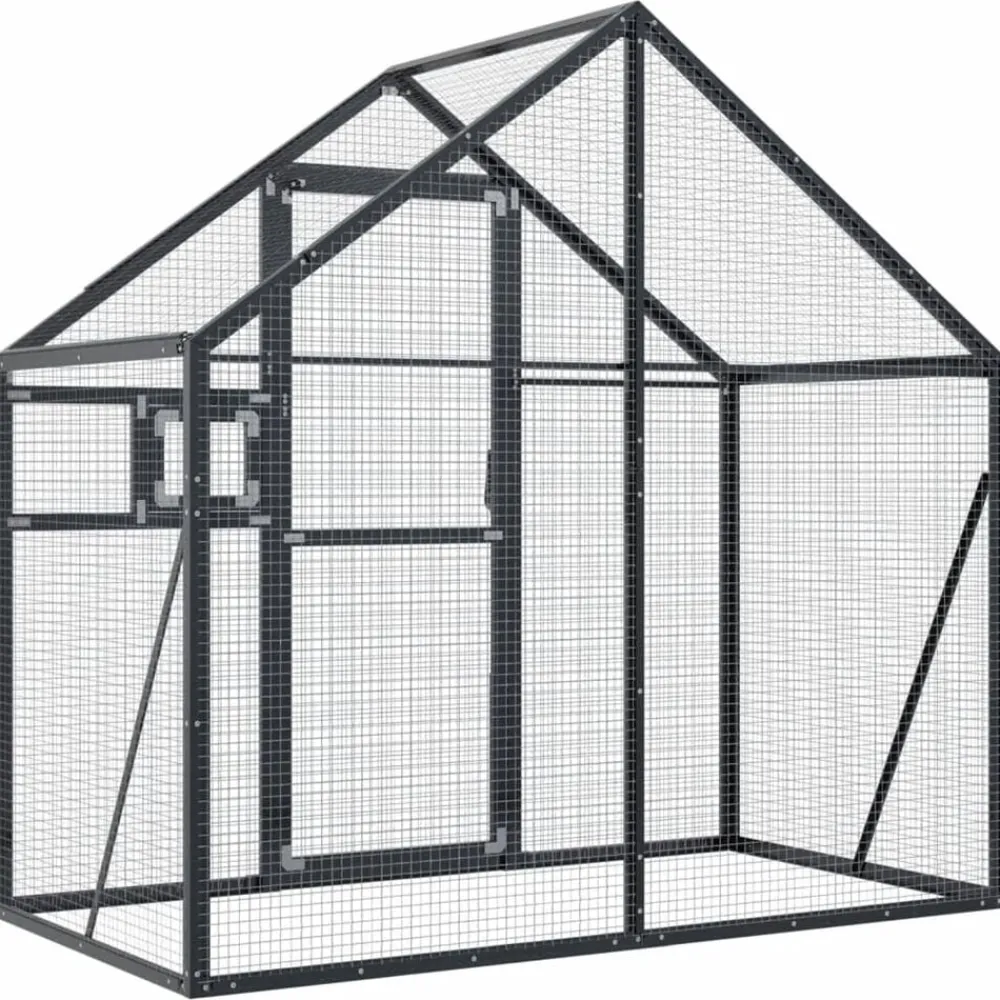 vidaXL Productos Para Mascotas-Pajarera de aluminio gris 179x100x185 m