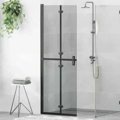 vidaXL Panel de ducha a ras de suelo Negro 70 x 6,5 x 190 cm Marco negro/cristal oscuro transparente Online