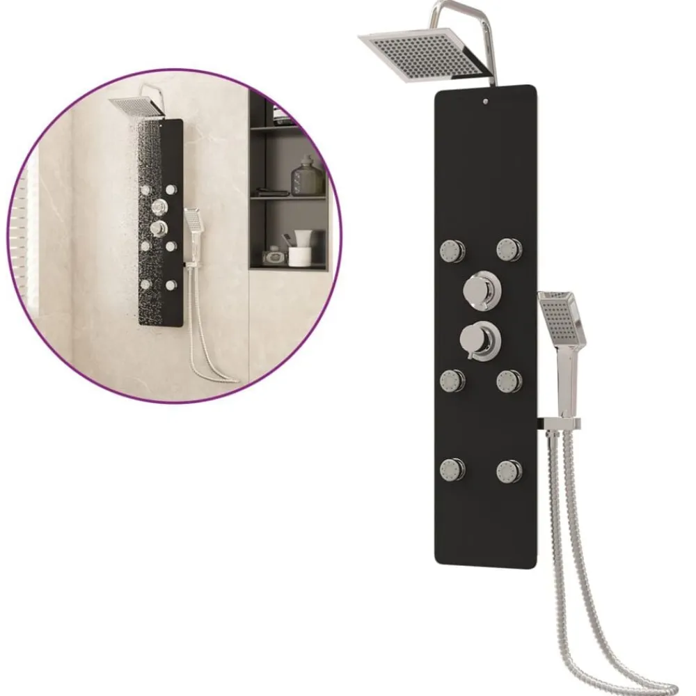 vidaXL Panel ducha de vidrio 25x47,5x130 cm Negro Outlet