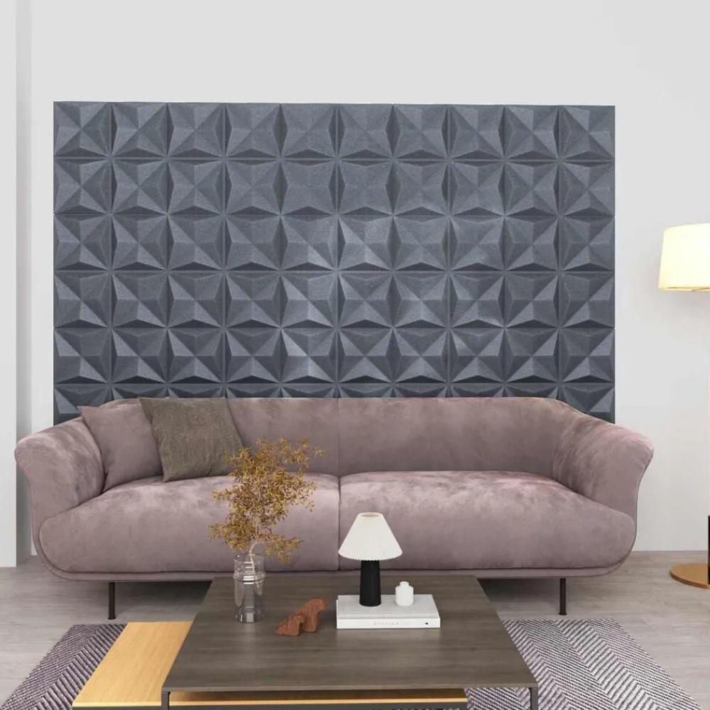 vidaXL Materiales De Construcción-Paneles de pared 12 pcs Origami Gris 50 x 50 cm Espuma XPS
