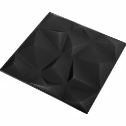 vidaXL Paneles de pared 12 pcs Origami Negro 50 x 50 cm Espuma XPS Negro origami Online