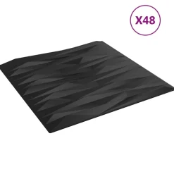 vidaXL Materiales De Construcción-Paneles de pared 48 pcs Piedra Negra 50 x 50 cm Espuma XPS