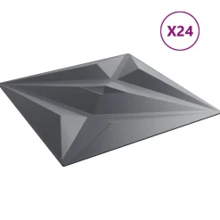 vidaXL Materiales De Construcción-Paneles de pared 24 pcs Gris Estrella 50 x 50 cm Espuma XPS