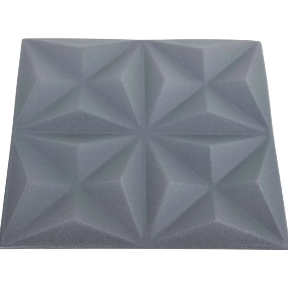 vidaXL Materiales De Construcción-Paneles de pared 24 pcs Origami Gris 50 x 50 cm Espuma XPS