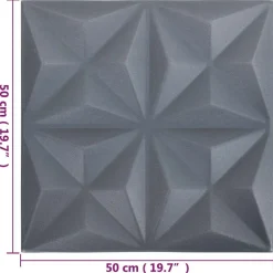 vidaXL Materiales De Construcción-Paneles de pared 24 pcs Origami Gris 50 x 50 cm Espuma XPS