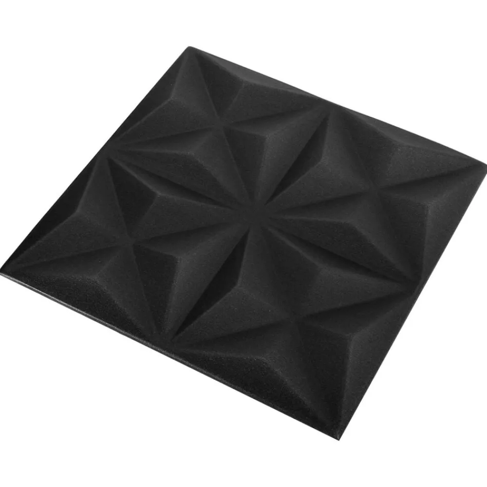 vidaXL Paneles de pared 24 pcs Origami Negro 50 x 50 cm Espuma XPS Negro origami Best