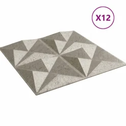 vidaXL Materiales De Construcción-Paneles de pared 12 pcs Origami Betón 50 x 50 cm Espuma XPS