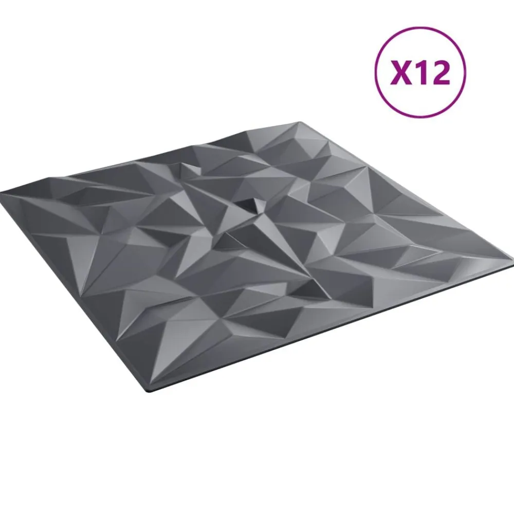 vidaXL Paneles de pared 12 pcs Gris Amatista 50 x 50 cm Espuma XPS Amatista gris