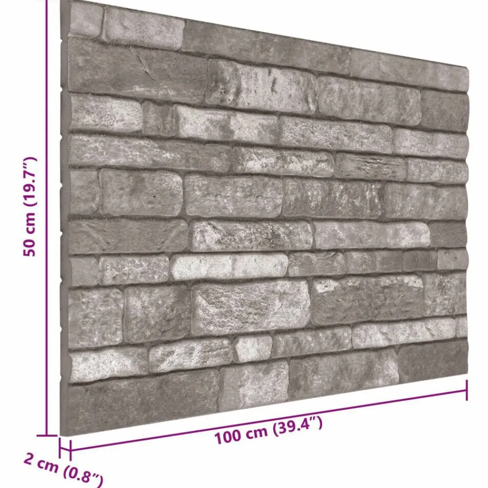 vidaXL Paneles de pared 10 pcs 100 x 50 cm Espuma EPS Gris oscuro Outlet