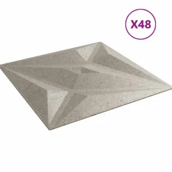 vidaXL Materiales De Construcción-Paneles de pared 48 pcs Betón Estrella 50 x 50 cm Espuma XPS