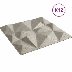 vidaXL Paneles de pared 12 pcs Betón Diamante 50 x 50 cm Espuma XPS Bet&oacute;n diamante Discount