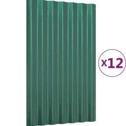 vidaXL Materiales De Construcción-Paneles de tejado 12 unidades acero galvanizado 60x36 cm