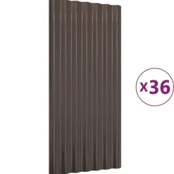 vidaXL Paneles de tejado 36 unidades acero galvanizado marrón 80x36 cm Marrón