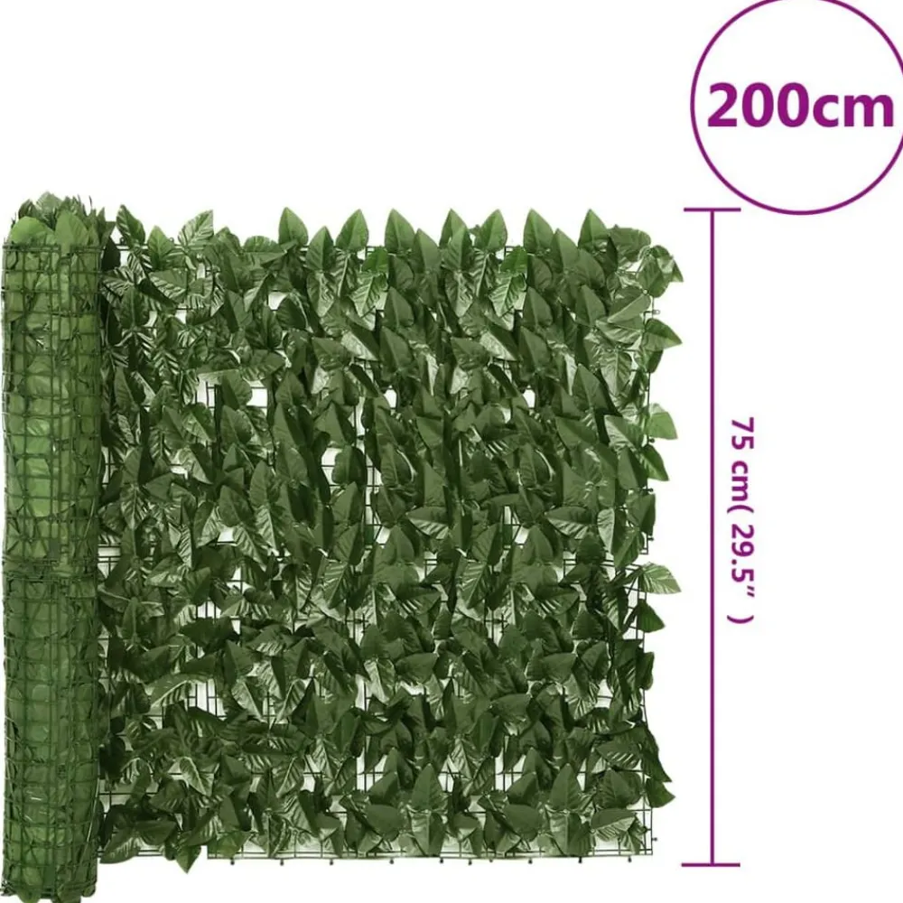 vidaXL Pantalla de balcón de hojas 200x75 cm Verde oscuro Online
