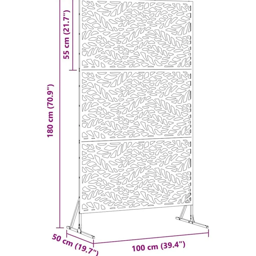 vidaXL Pantalla de Privacidad 100 x 50 x 180 cm Acero Negro Online