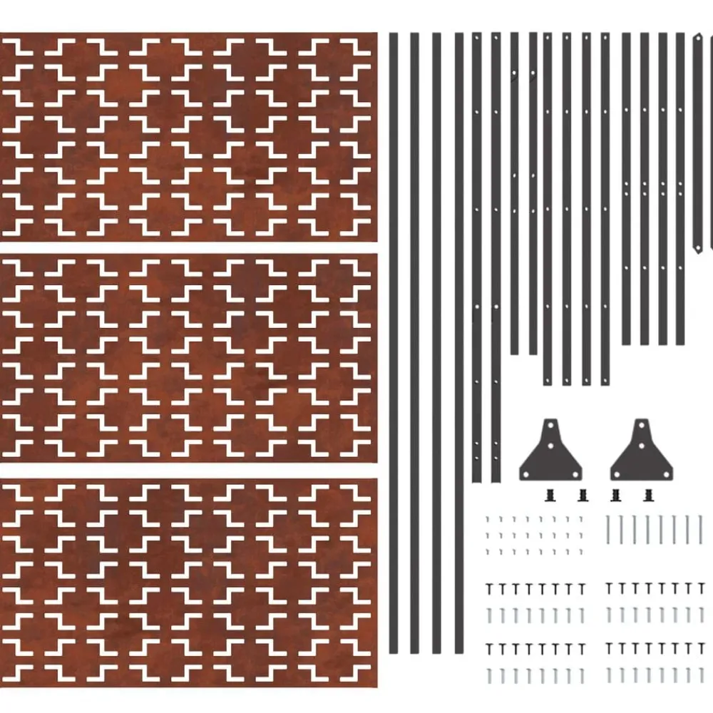 vidaXL Pantalla de Privacidad Gris 100 x 50 x 180 cm Acero oxidado Best