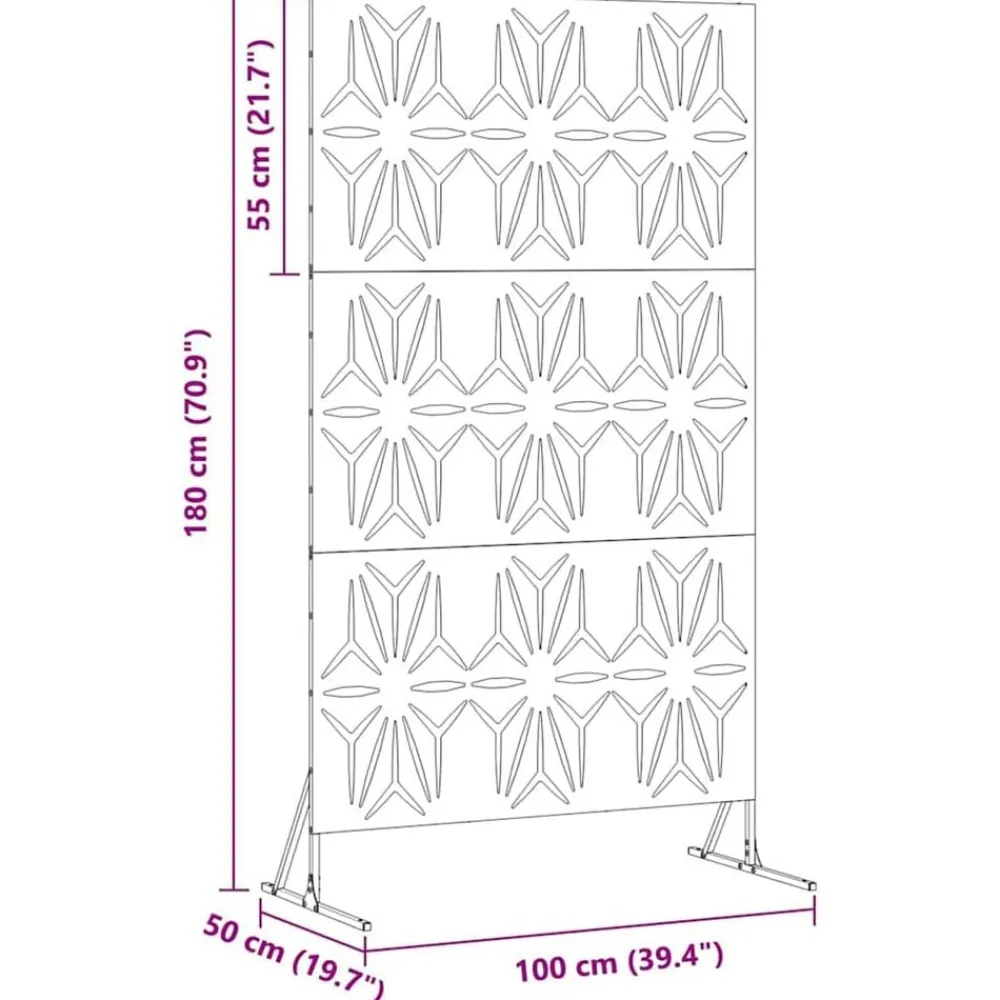 vidaXL Vallas De Jardín-Pantalla de Privacidad 100 x 50 x 180 cm Acero