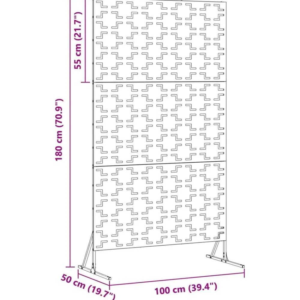 vidaXL Pantalla de Privacidad 100 x 50 x 180 cm Acero Negro Best