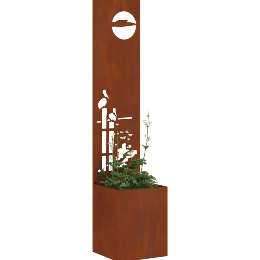 vidaXL Pantalla de Privacidad para Jardín Calado Oxidado 32 x 140 cm Acero oxidado