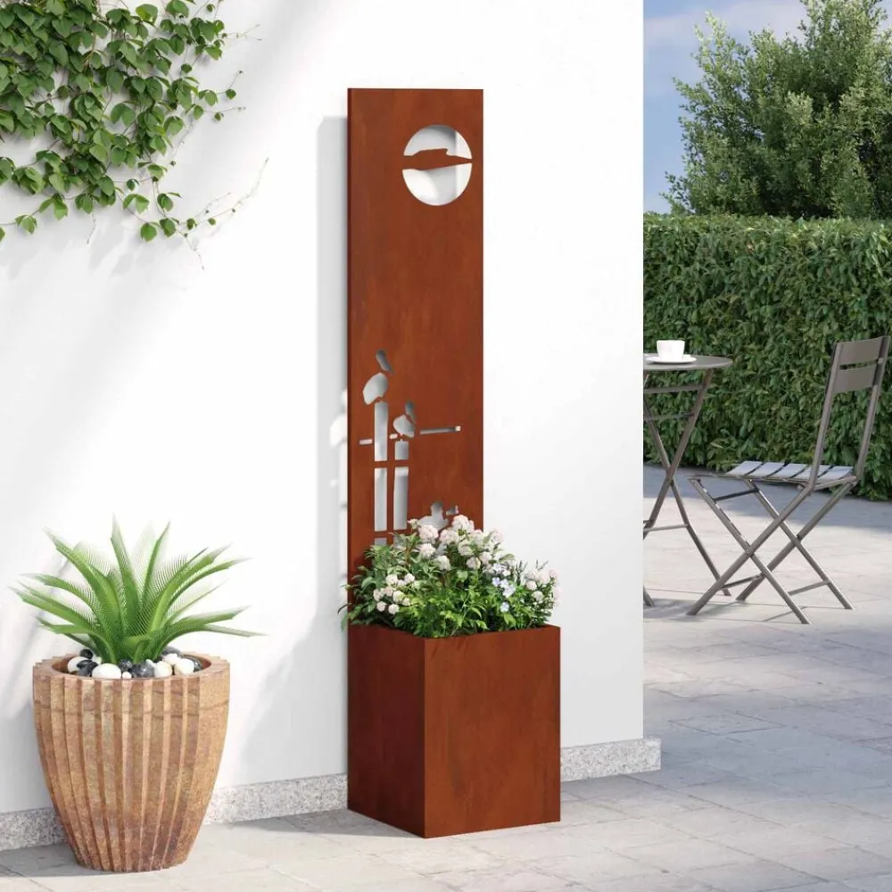 vidaXL Pantalla de Privacidad para Jardín Calado Oxidado 32 x 140 cm Acero oxidado