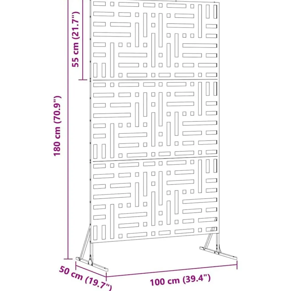 vidaXL Pantalla de Privacidad Gris 100 x 50 x 180 cm Acero Acero galvanizado Online