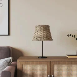 vidaXL Accesorios De Iluminación-Pantalla para lámpara mimbre marrón Ø15x12 cm